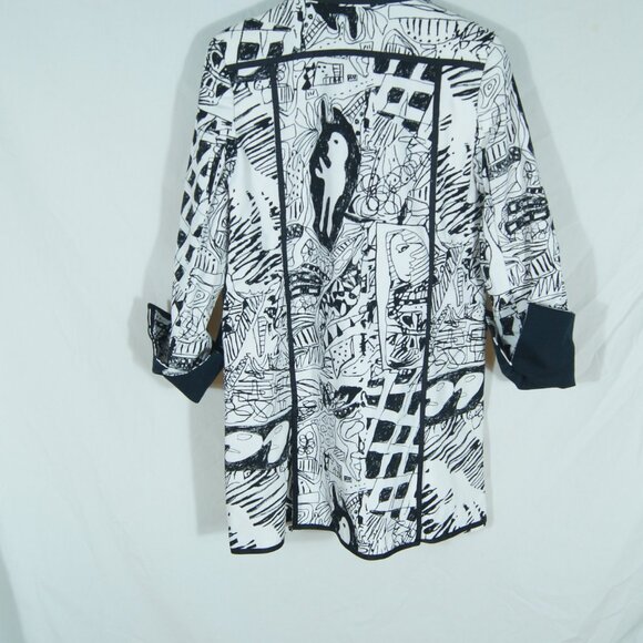 Holt Renfrew Black | White Abstract Print Statement Jacket | Size M - Picture 3 of 6